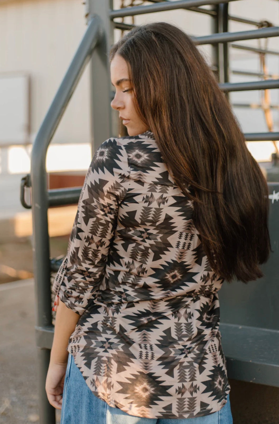 Aztec Shadow 3/4 Sleeve Top