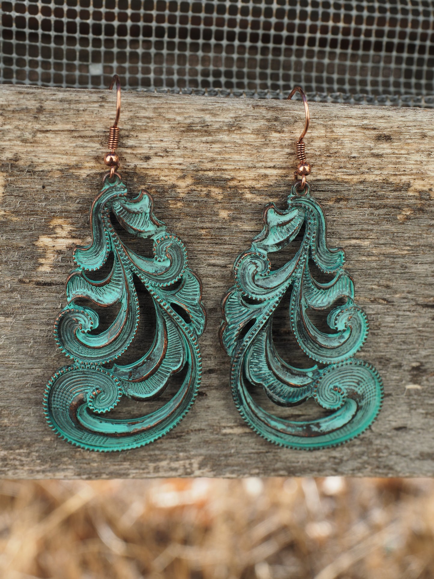 Swirled Blue Patina Earrings