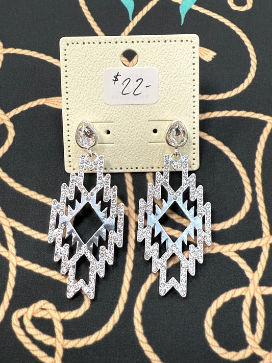 Rhinestone Aztec Post Earrings