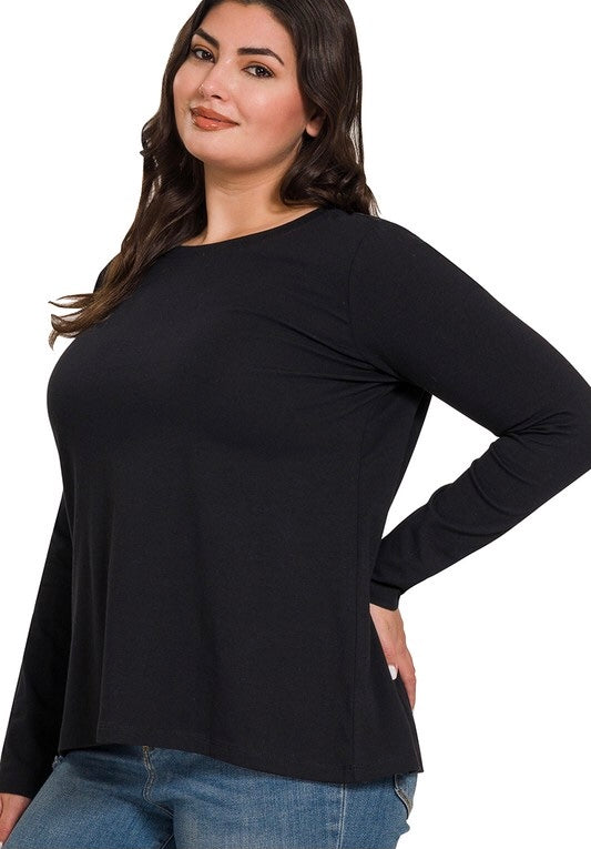 Basic Black Long Sleeve Top